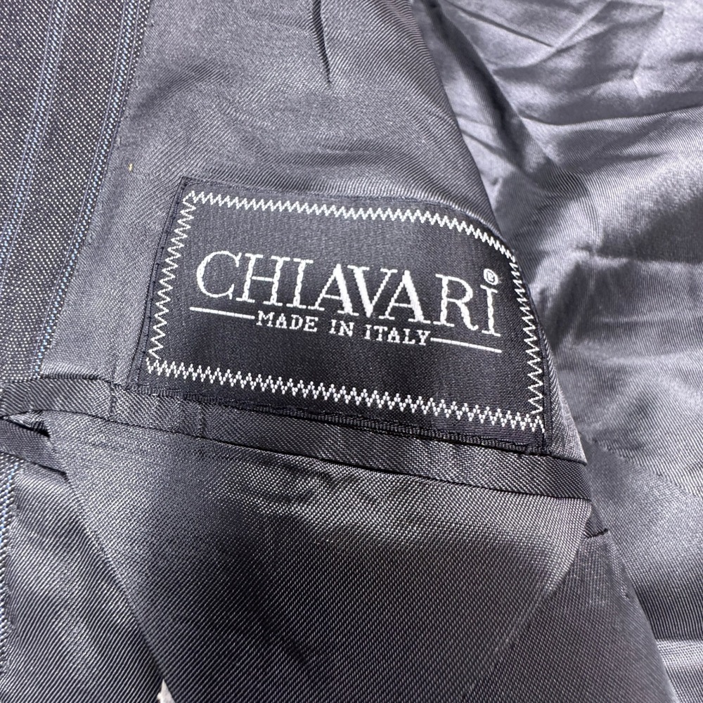 Chiavari Mens Suit Jacket Fintes Super 100s Wool‎ Gray Pinstripe Blazer Size 48L - Picture 4 of 8